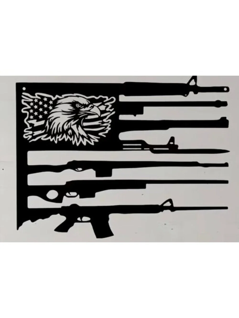 Patriotic American Metal Gun Flag  that makes a statement 12x9”